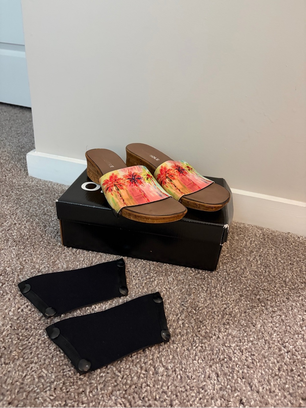 Onesole Interchangeable Wedge Sandals featuring a faux-wood "Leisure" base snap-